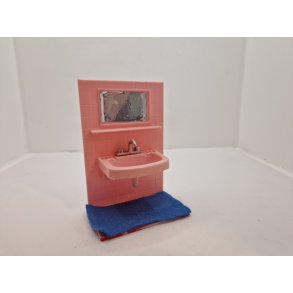 Badevrelses mbel med vask og spejl i plastik (vintage)