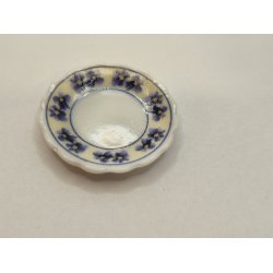 Tallerken/lille fad i porceln med bl/lilla orkideer (ny)  2,2 cm