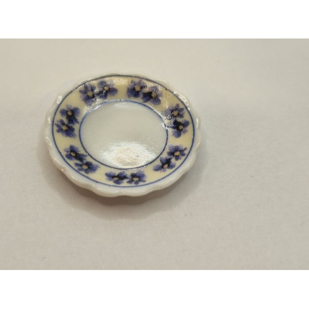 Tallerken/lille fad i porceln med bl/lilla orkideer (ny)  2,2 cm