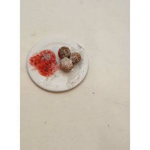 3 bleskiver og tilbehr p pap tallerken (hndlavet) (kommer igen)