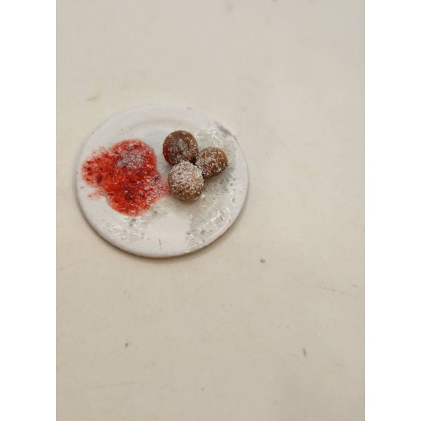 Pap tallerken med bleskiver og tilbehr (hndlavet) (kommer igen)