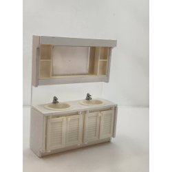 Toilet mbel med dobbelt vaske og lys (brugt)