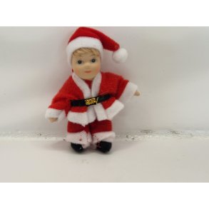 Dukke barn i porceln med nissetj (brugt/som ny)