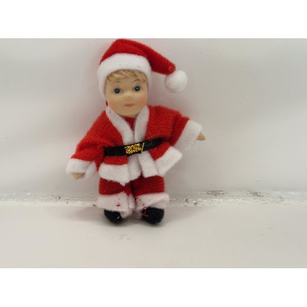 Dukke barn i porceln med nissetj (brugt/som ny)