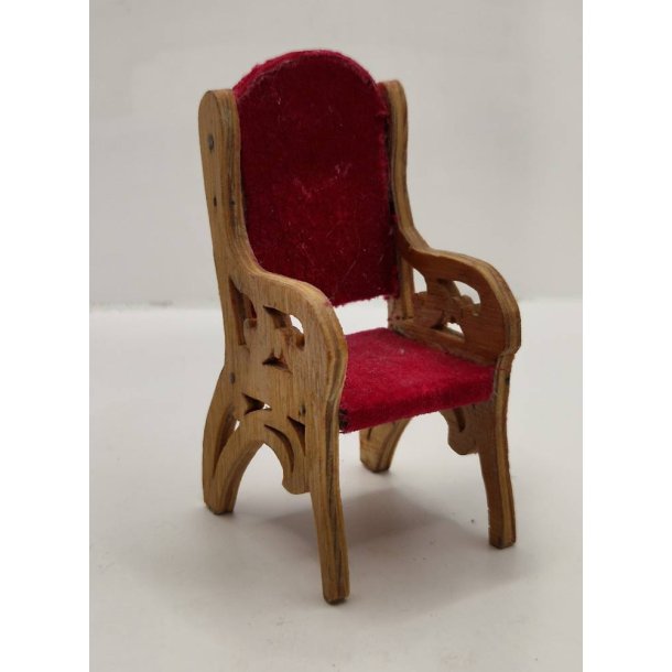 Stol i tr med velour sde (vintage)