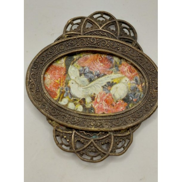 Billede med fugle i metal ramme (vintage)