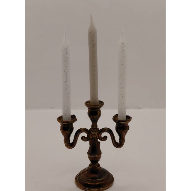 Stor 3 armet lysestage i kobber. OTW handmade in England inkl lys (vintage) H 6,3 cm