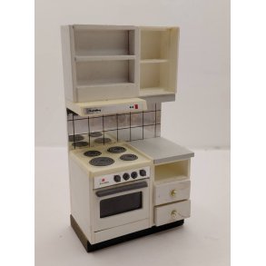 K�kken modul med komfur. Lundby 1970'erne (retro/lidt defekt)