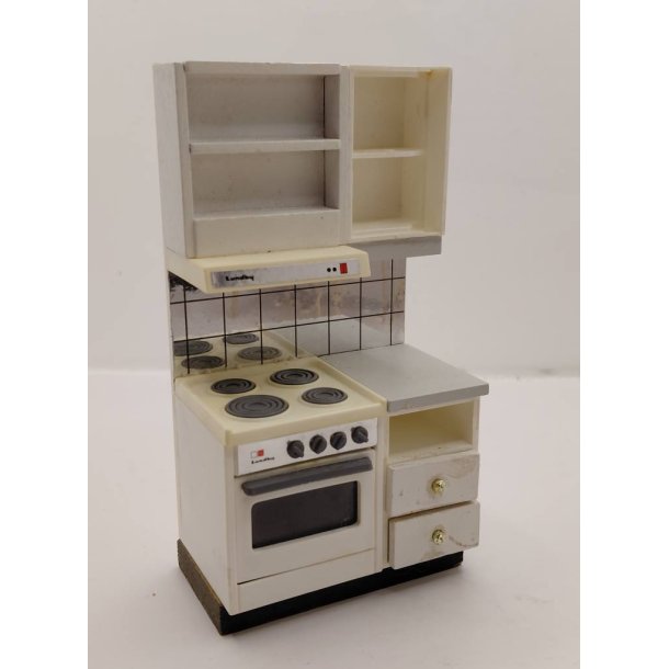 K�kken modul med komfur. Lundby 1970'erne (retro/lidt defekt)