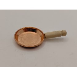 Kobber pande med tr� h�ndtag (brugt/som ny)