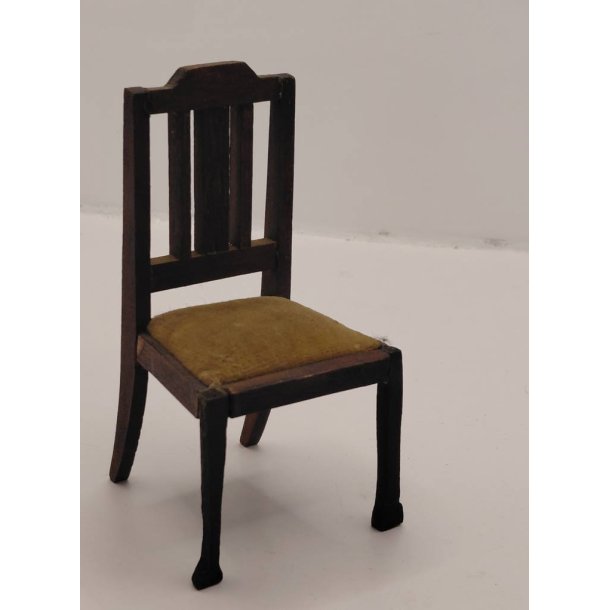 Spisebordsstol/kontor stol i tr� med velour s�de (vintage)