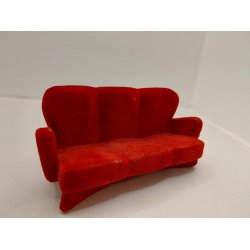 Sofa. Formst�bt plastik med r�d velour. Tysk fra ca 1950/60'erne. (Vintage)