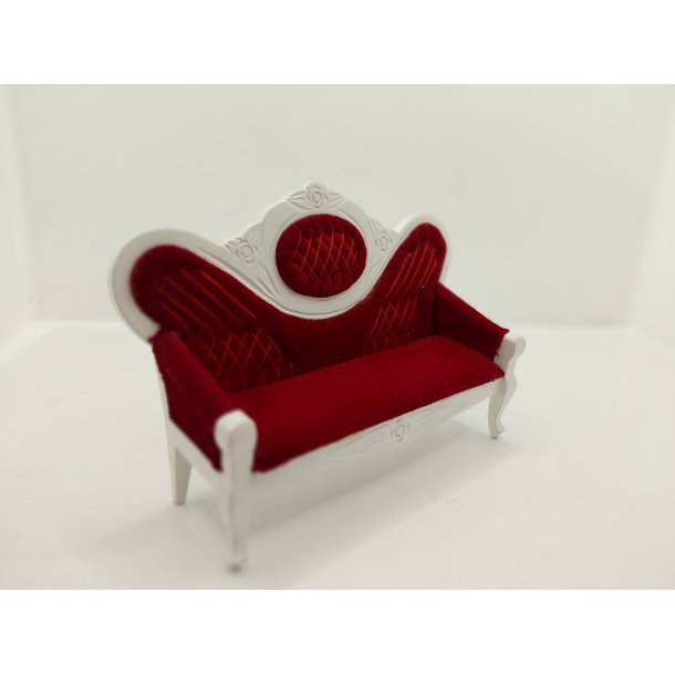 Sofa i tr� med velour (brugt)