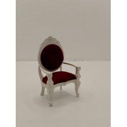 Spisebordsstol med arml�n, i tr� og med velour (brugt)