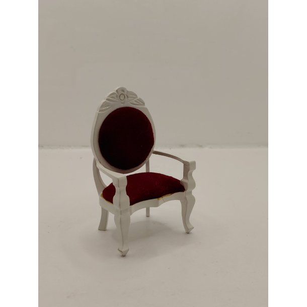 Spisebordsstol med arml�n, i tr� og med velour (brugt)