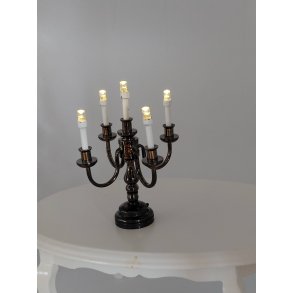 Kandelaber/5 armet lysestage med LED lys (brugt)