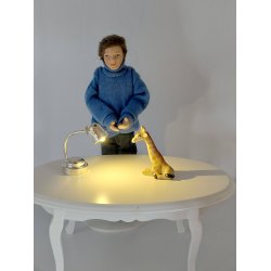 Bordlampe i metal (brugt med nyt batteri)