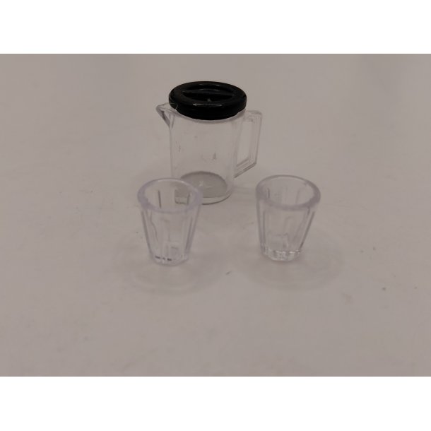 Kande med 2 glas i plastik (brugt) 1:12
