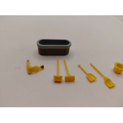 Diverse tilbeh�r til hestestalden plastik (brugt) 1:48