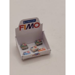 Fimo display �ske med 5 pakker Fimo uden indhold (h�ndlavet) 1:12/1:16