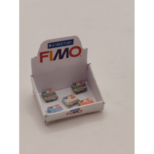 Fimo display �ske med 5 pakker Fimo uden indhold (h�ndlavet) 1:12/1:16