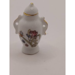 Vase/urne med l�g i porcel�n (brugt)