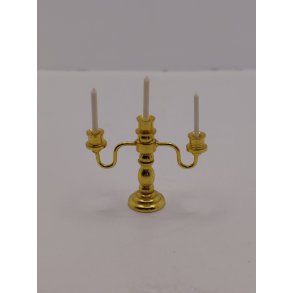 3 armet lysestage inkl lys. I metal (ny) 1:12