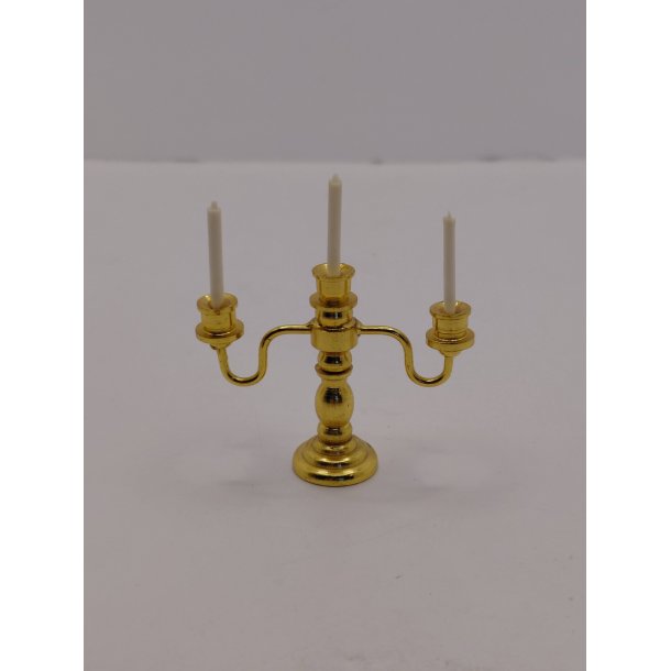 3 armet lysestage inkl lys. I metal (ny) 1:12