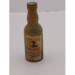 Stor flaske kirseb�rvin i tr� (vintage) 7 x 2,3 cm