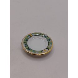 Tallerken i porcel�n  med gr�n kant (ny) � 2,5 cm