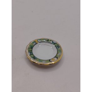 Tallerken i porcel�n  med gr�n kant (ny) � 2,5 cm