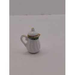 Kaffekande i porcel�n  med gr�n kant (ny)