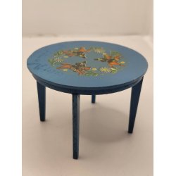 Rundt bord fra 1970'erne i tr� (brugt)