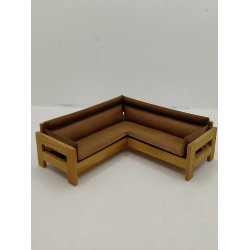 Hj�rnesofa i tr� og kunstl�der. Lisa (brugt/meget fin stand)