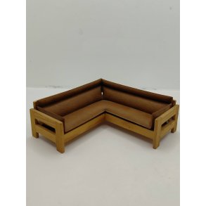 Hj�rnesofa i tr� og kunstl�der. Lisa (brugt/meget fin stand)