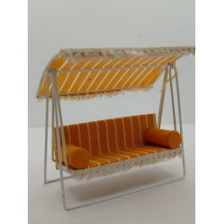 H�ngesofa i metal. Lundby 1970'erne (vintage/meget fin stand) 1:16/18