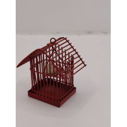 Fuglebur i metal, med hvid plastik fugl (vintage)