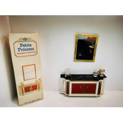 Petite princess kommode med spejl og tilbehr fra 1960'erne i original emballage (antik)