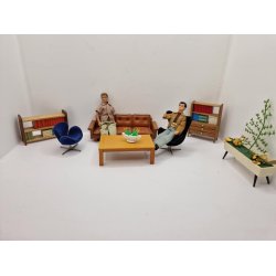 Lille reol med bger fra 1960'erne (gammel)