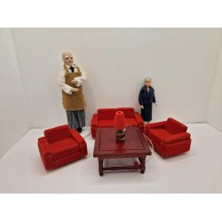 Bordlampe med tr fod. Med Lundby stik (gammel)