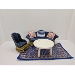 Pynte pude mrkebl/hvid (brugt)