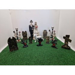 1 stk Halloween gravsten i resin 7x 4 cm (nyt)