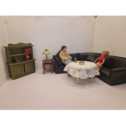 Sort pude i kunstlder (brugt)