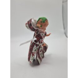 Dukke barn i plastik og hndsyet tj (vintage) 9 cm