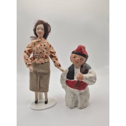 Dukke i gips, i folkedragt fra Ibiza (vintage) 11 cm