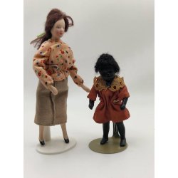 Mrk dukke barn inkl stativ (muligvis Bisque doll) (antik) 10 cm