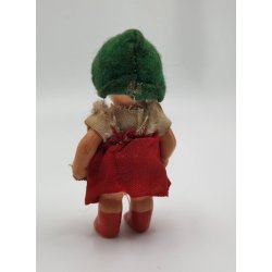 Antik tysk tyroler dukke i porceln fra ca 1930'erne. (Vintage) 7 cm