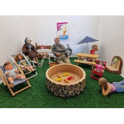 Flamingo med surfbrt i resin (ny)