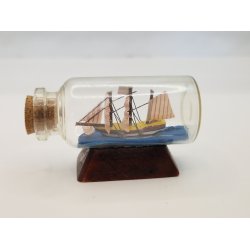 Flaske skib i tr og glas (brugt)