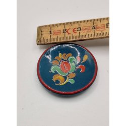 Platte i keramik, muligvis norsk rosemaling (vintage)  3,5 cm